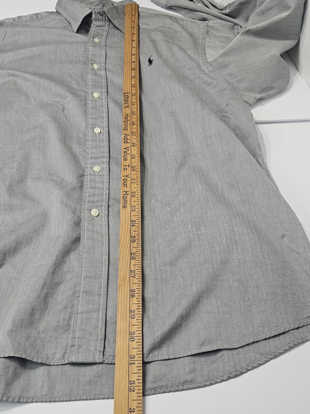 Vintage 90s Polo Ralph Lauren Lowell Sport Shirt Men's XL Gray Herringbone Cotto - Picture 8 of 9